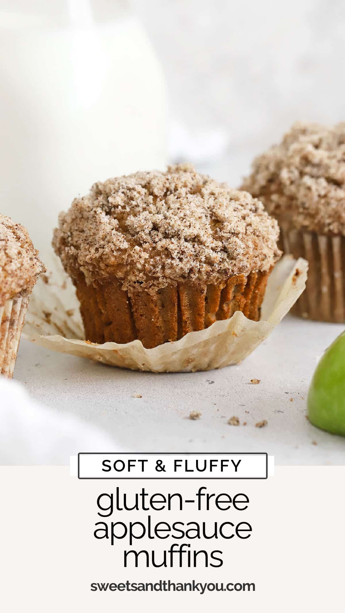 This easy gluten-free applesauce muffins recipe is made from simple ingredients & warm spices. You'll love the soft, fluffy texture! / gluten free apple muffins / gluten free muffins with applesauce / gluten free apple spice muffins / gluten free apple cinnamon muffins / gluten free apple muffin recipe / gluten free fall muffins / gluten free muffins recipe / gluten free breakfast for fall /