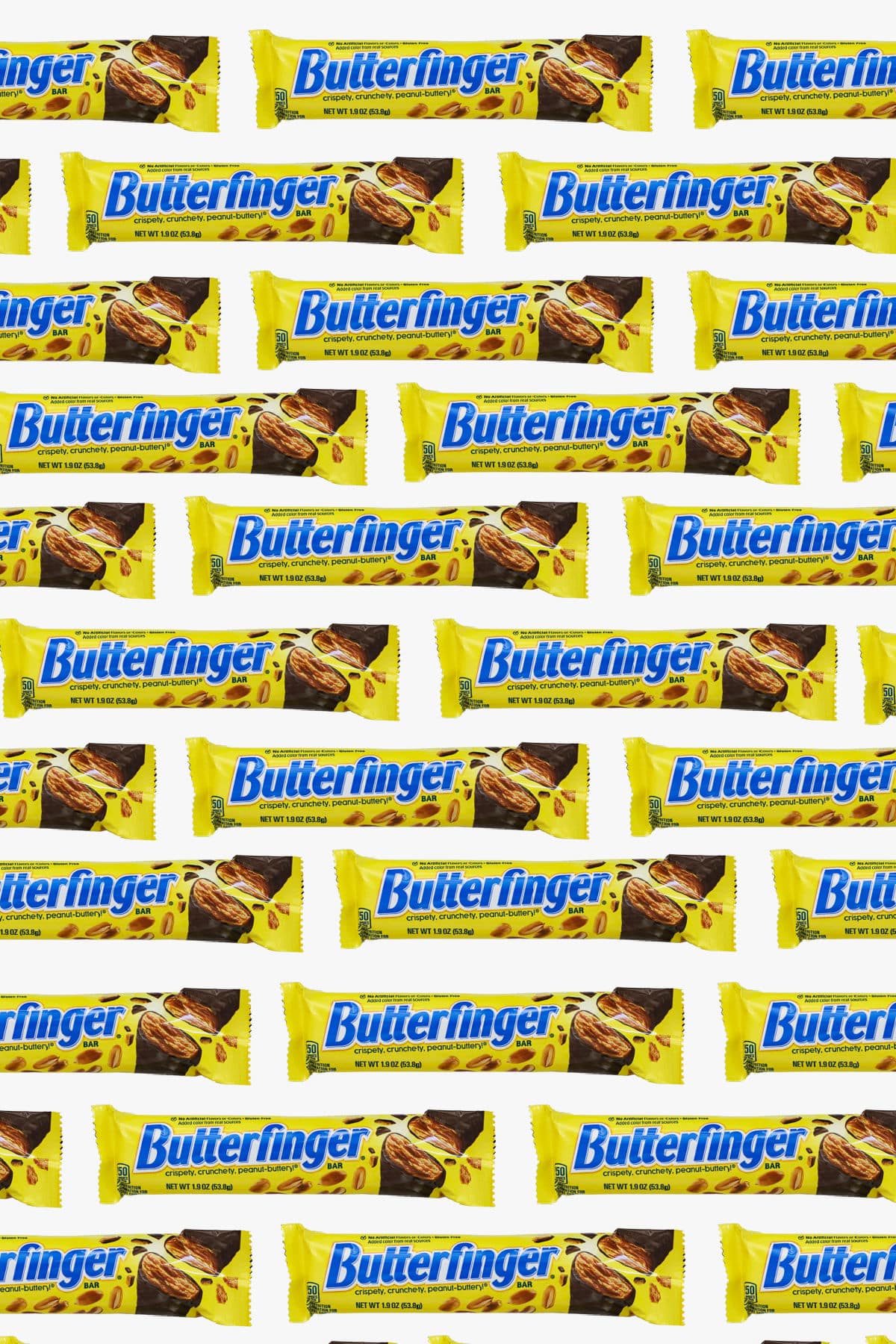 Butterfinger candy bars on a white background