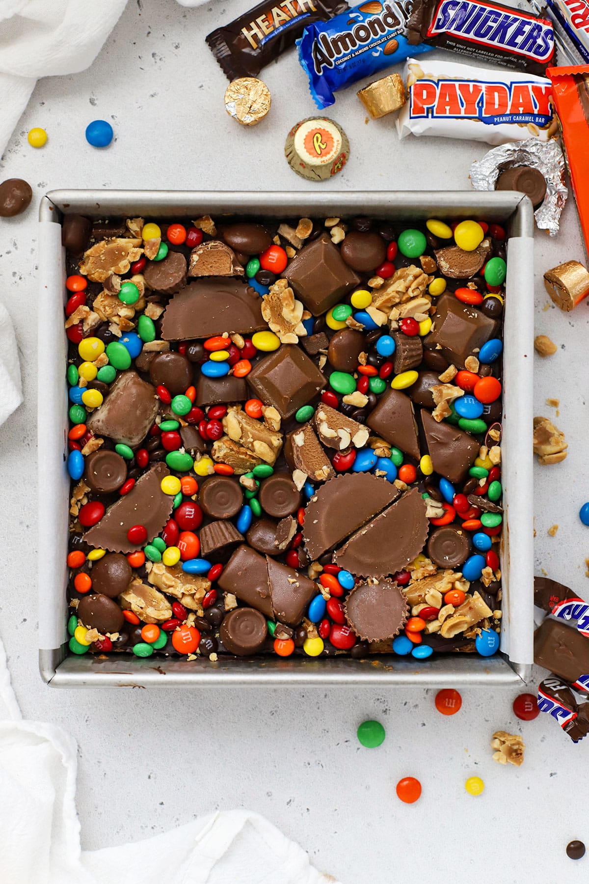 gluten-free cookie bars with leftover candy
