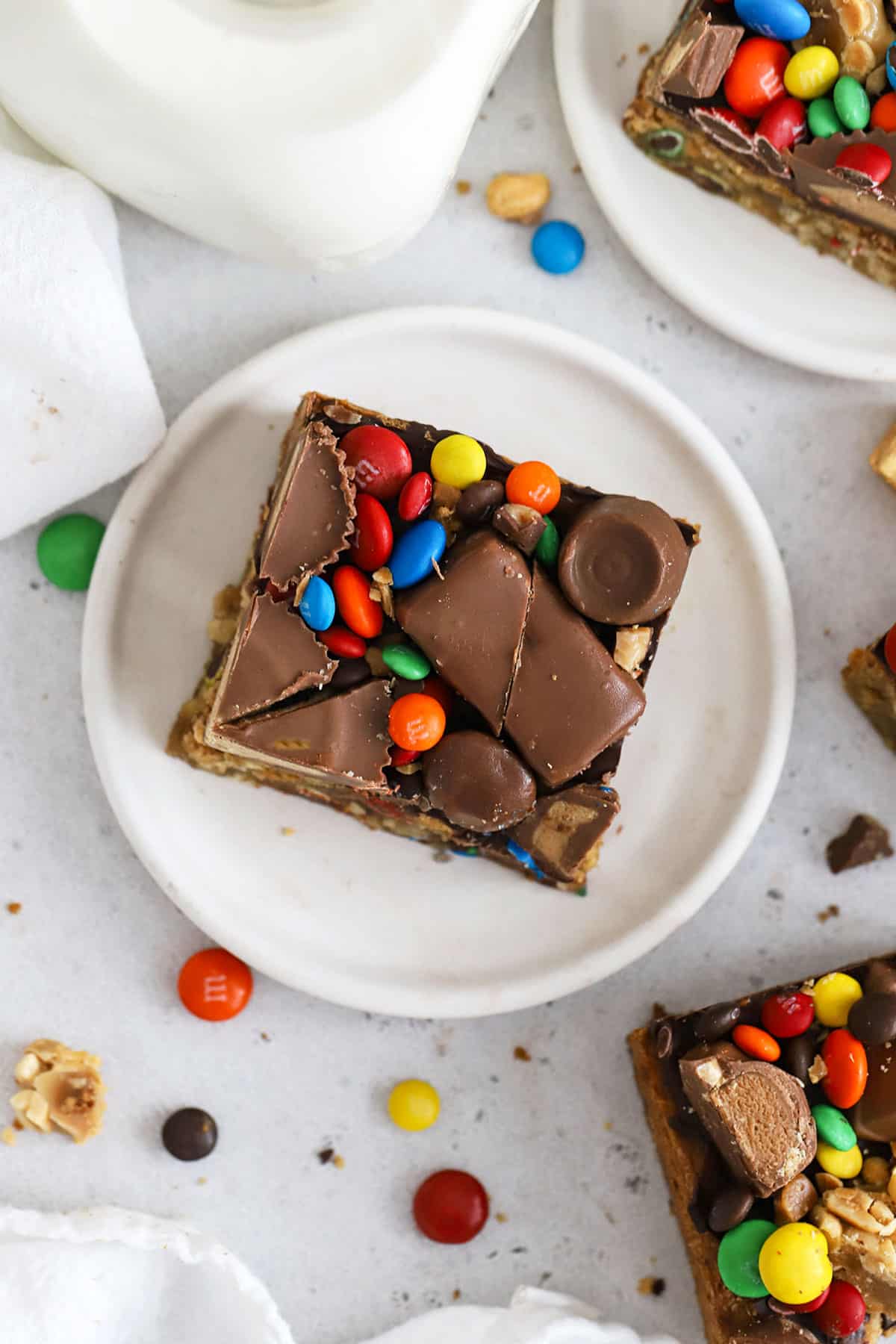 leftover halloween candy cookie bars cut into squares
