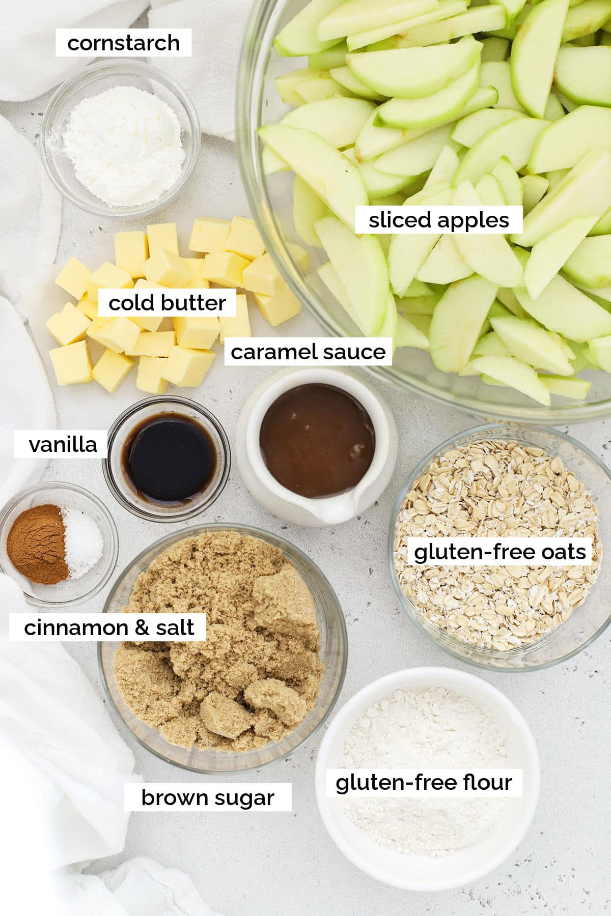 ingredients for caramel apple crisp
