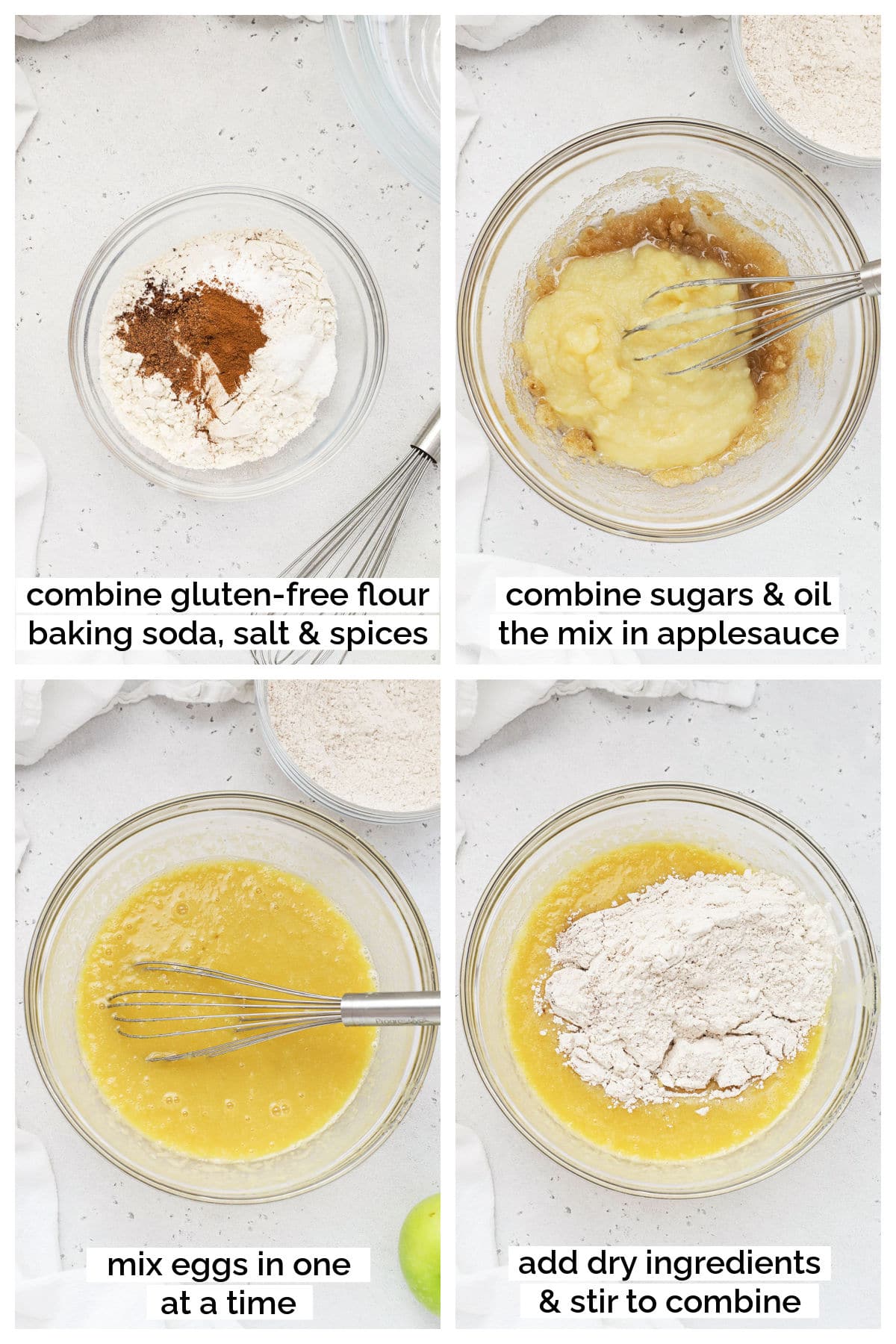 making gluten-free applesauce muffins step by step