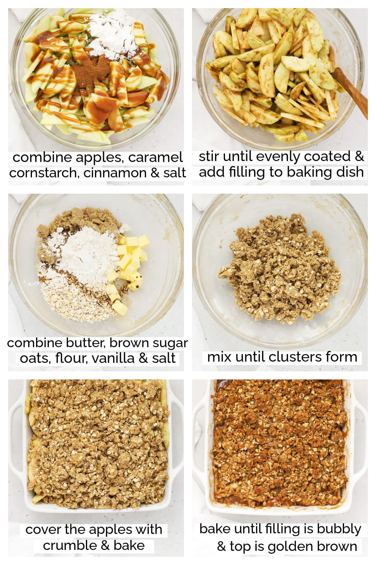 making gluten-free apple crisp with caramel sauce step by step