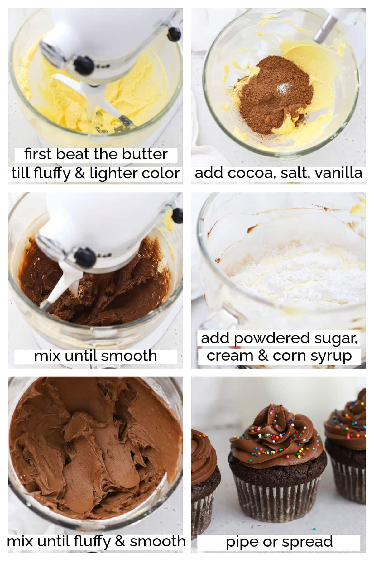 making chocolate buttercream frosting step by step