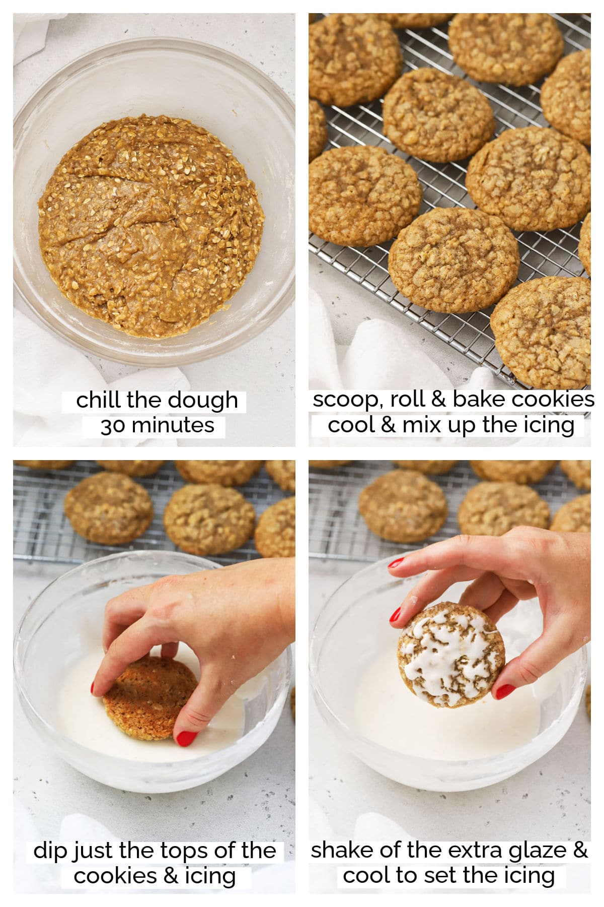 making gluten-free iced oatmeal cookies step by step