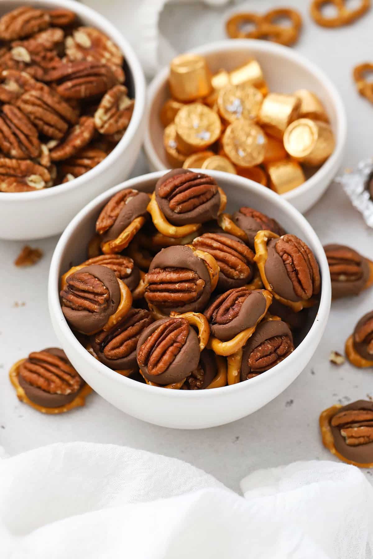 Gluten-Free Rolo Turtles with pecans