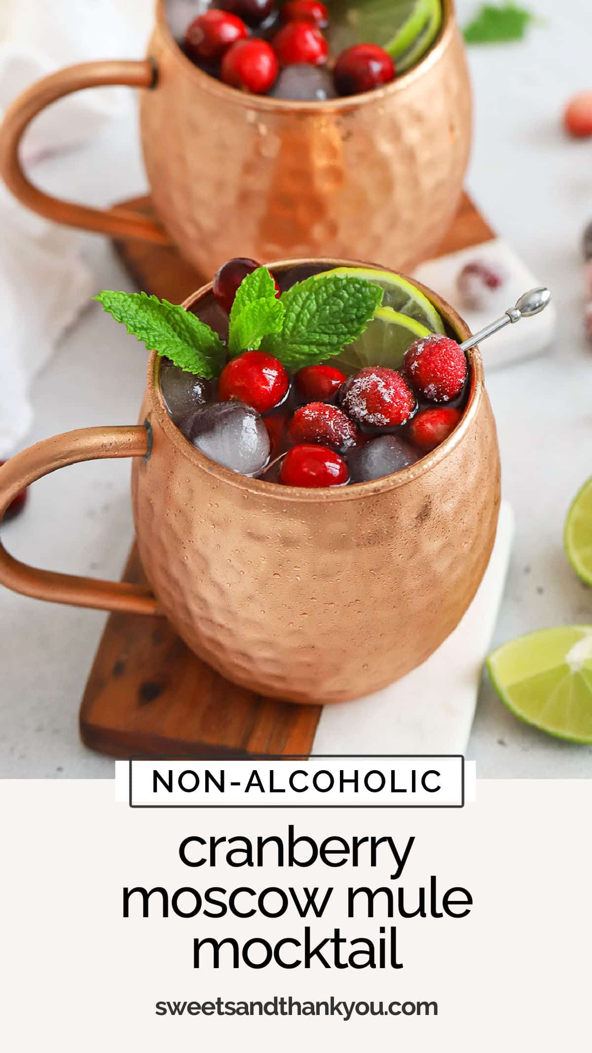 Our festive Cranberry Moscow Mule Mocktail recipe is a perfect holiday drink. With a fizzy mix of fresh & warm flavors and fun seasonal colors, it's the perfect holiday mocktail recipe!

non-alcoholic holiday drinks / cranberry mocktail recipe / moscow mule mocktail / cranberry drink / holiday drink recipe / non alcoholic holiday drink recipe / christmas mocktail / thanksgiving mocktail / red mocktail