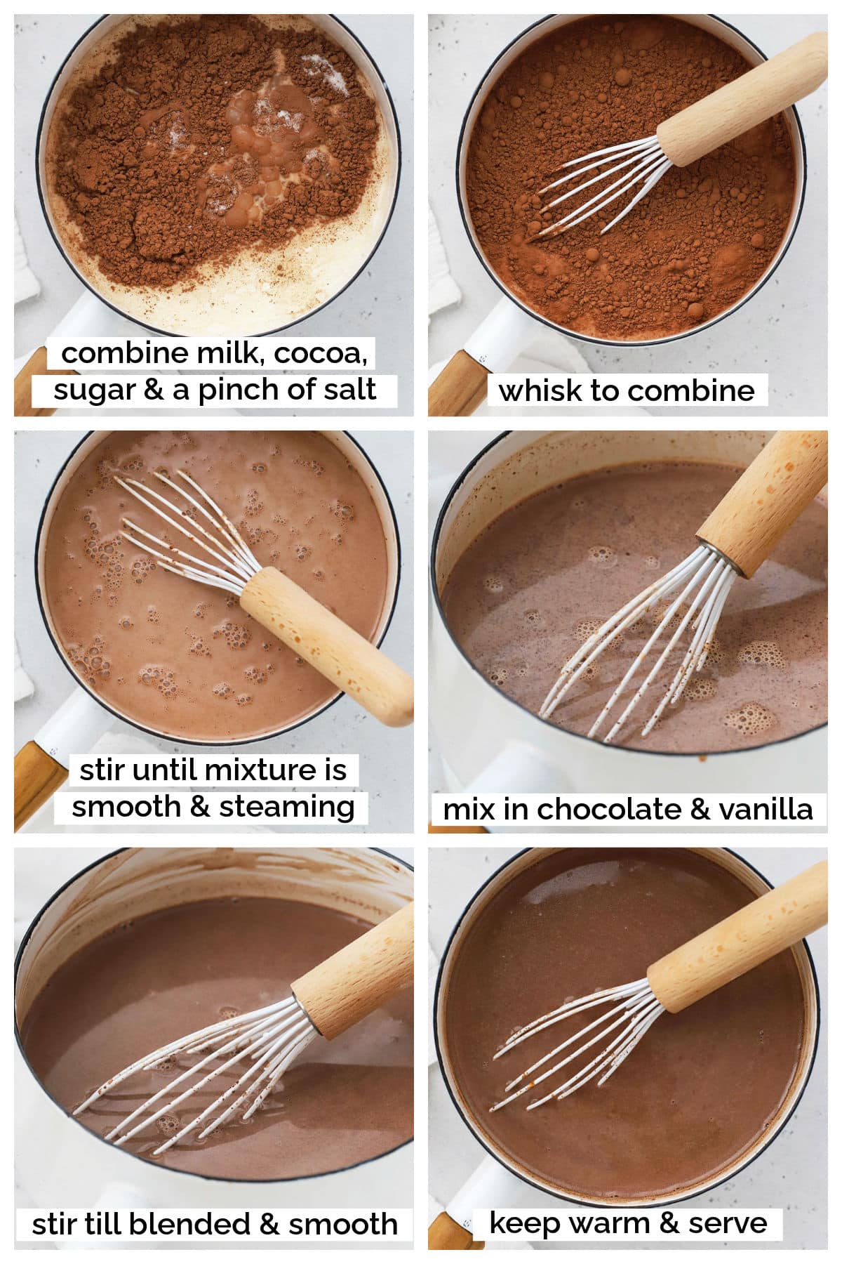 making homemade gluten-free hot chocolate step by step