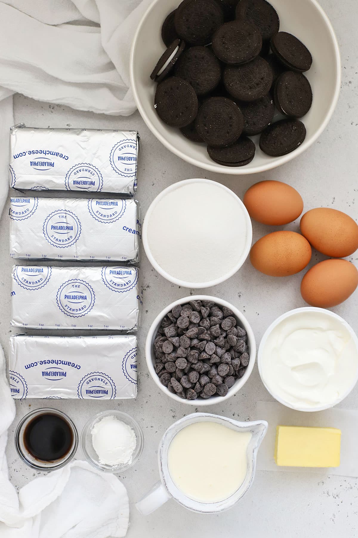 ingredients for gluten-free Oreo cheesecake