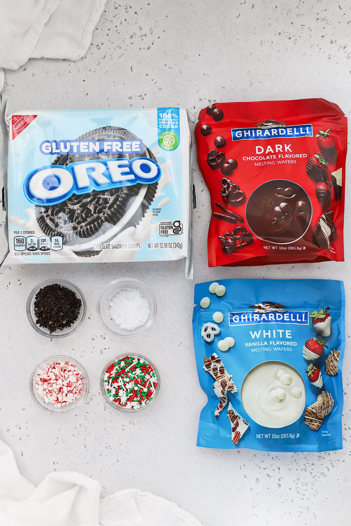 ingredients for gluten-free Chocolate covered Oreos