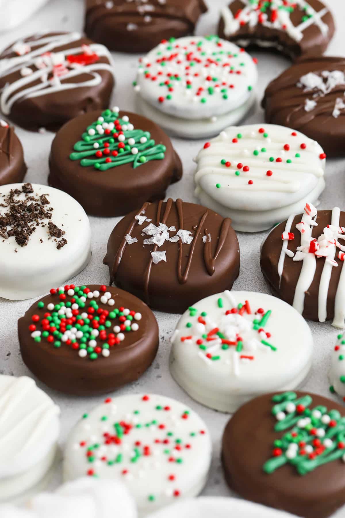 Gluten-Free Chocolate Covered Oreos decorated with different toppings