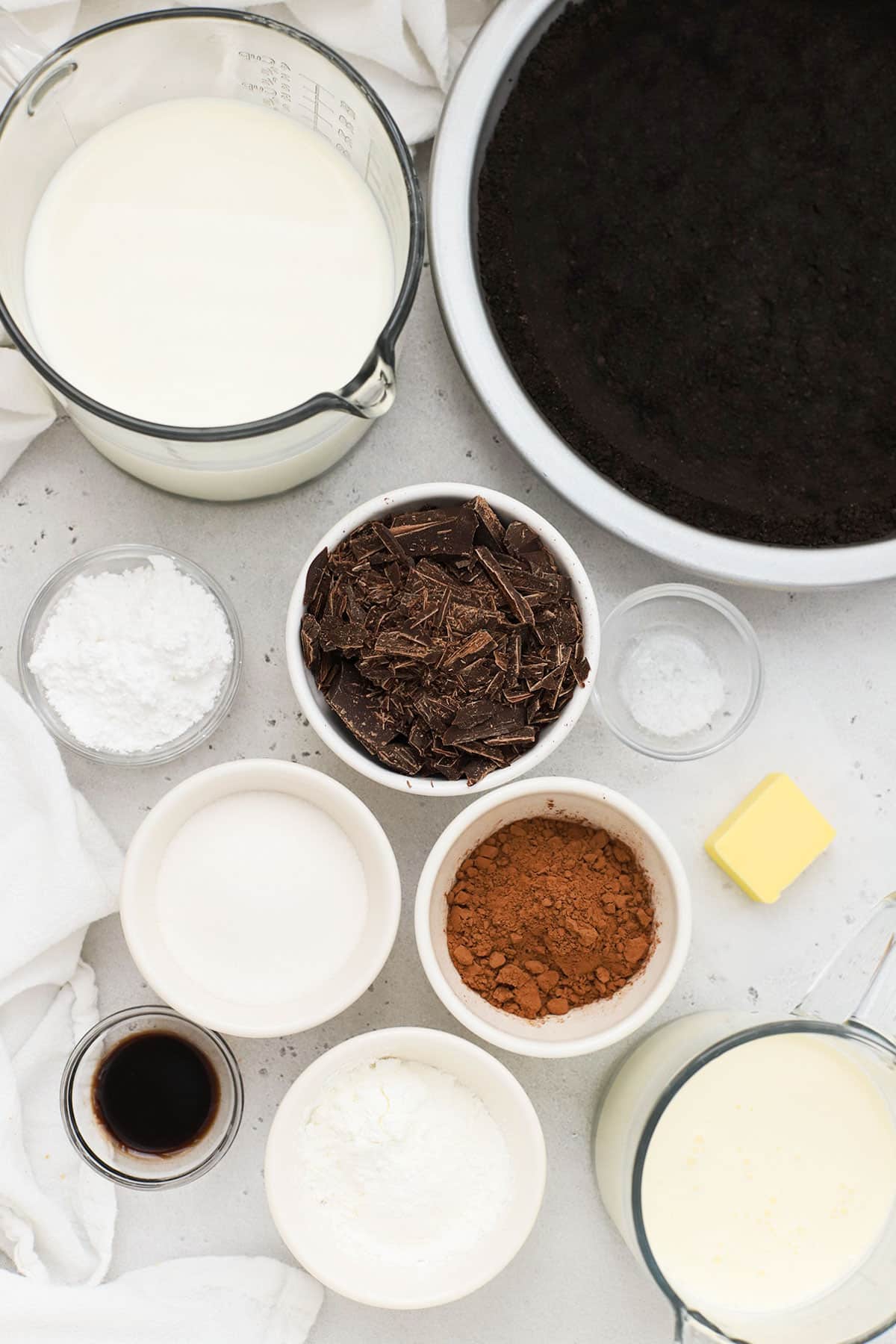 ingredients for gluten-free chocolate cream pie
