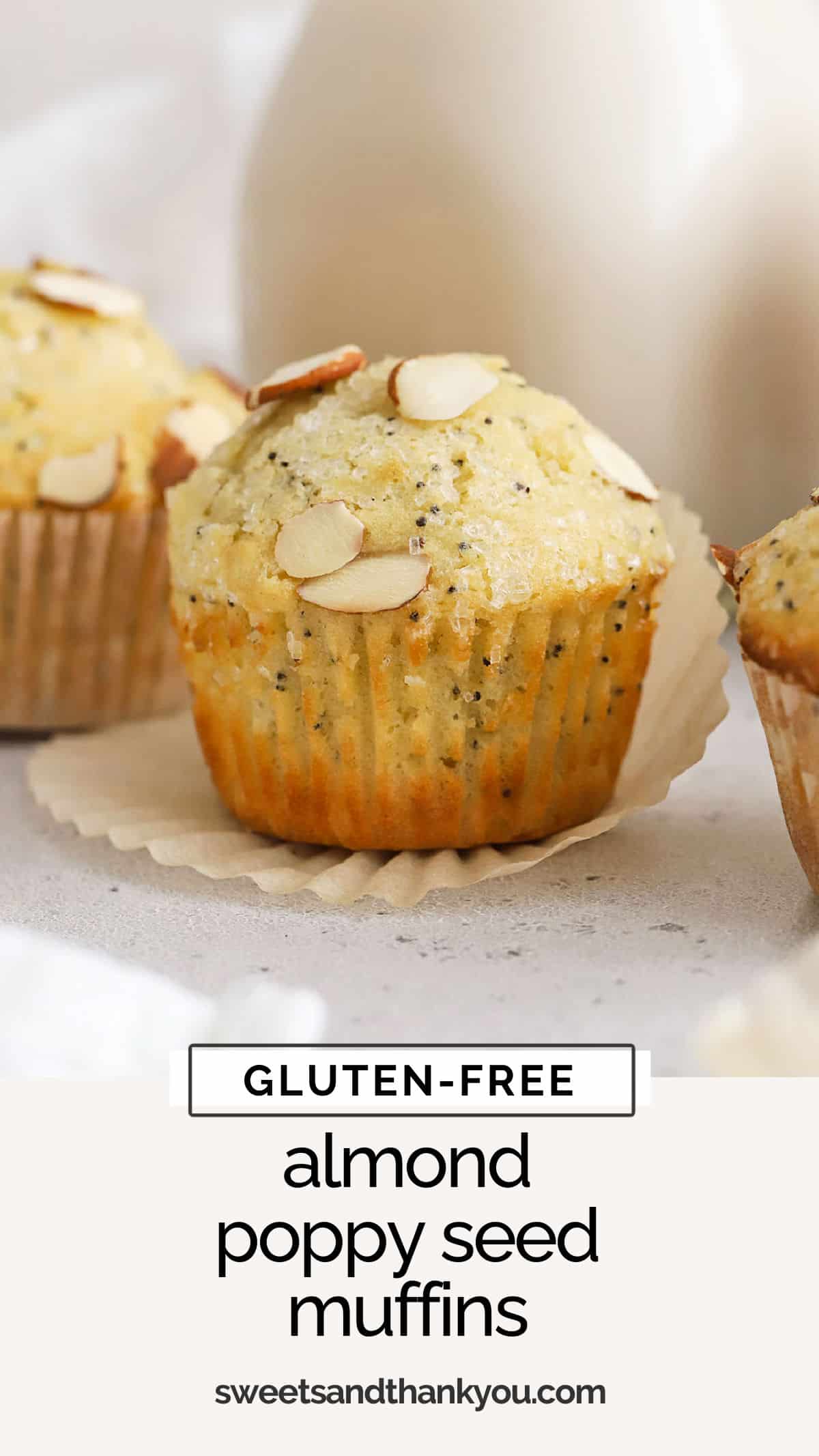 This gluten-free almond poppy seed muffins recipe is made from scratch with simple ingredients for BIG flavor. You'll love the fluffy texture! They make a delicious gluten-free breakfast or gluten-free brunch recipe any day. (Plus, don't miss our tips for ultra-fluffy gluten-free muffins every time.!)