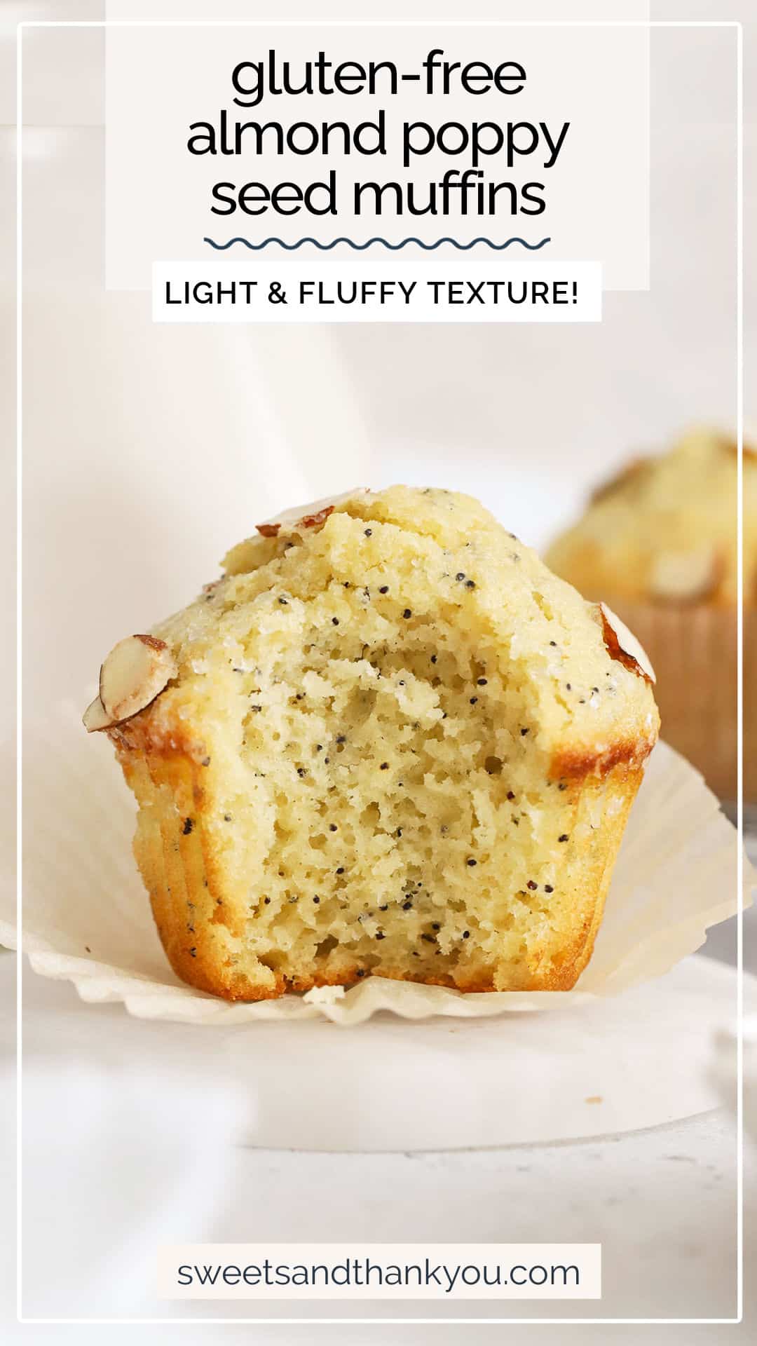 This gluten-free almond poppy seed muffins recipe is made from scratch with simple ingredients for BIG flavor. You'll love the fluffy texture! They make a delicious gluten-free breakfast or gluten-free brunch recipe any day. (Plus, don't miss our tips for ultra-fluffy gluten-free muffins every time.!)