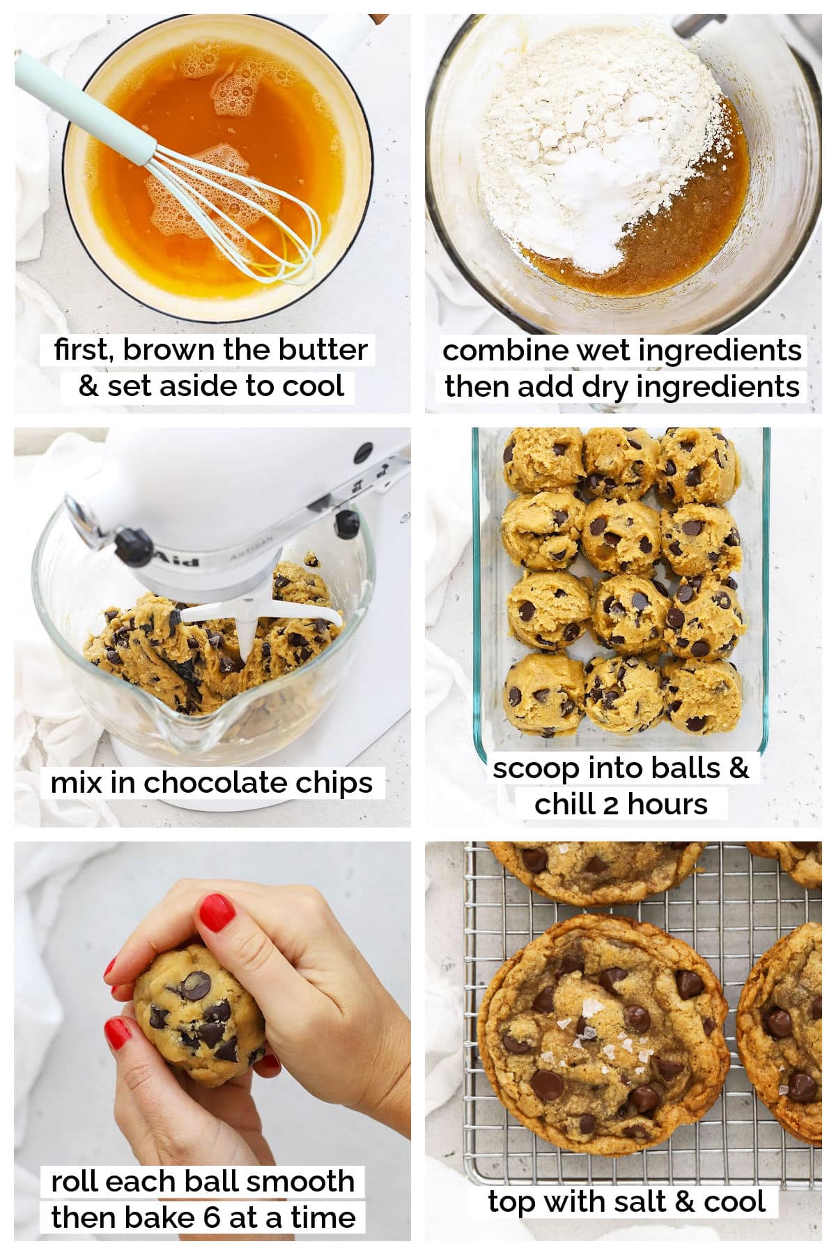 making gluten-free brown butter chocolate chip cookies step by step