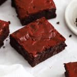 gluten-free red velvet brownies cut into squares