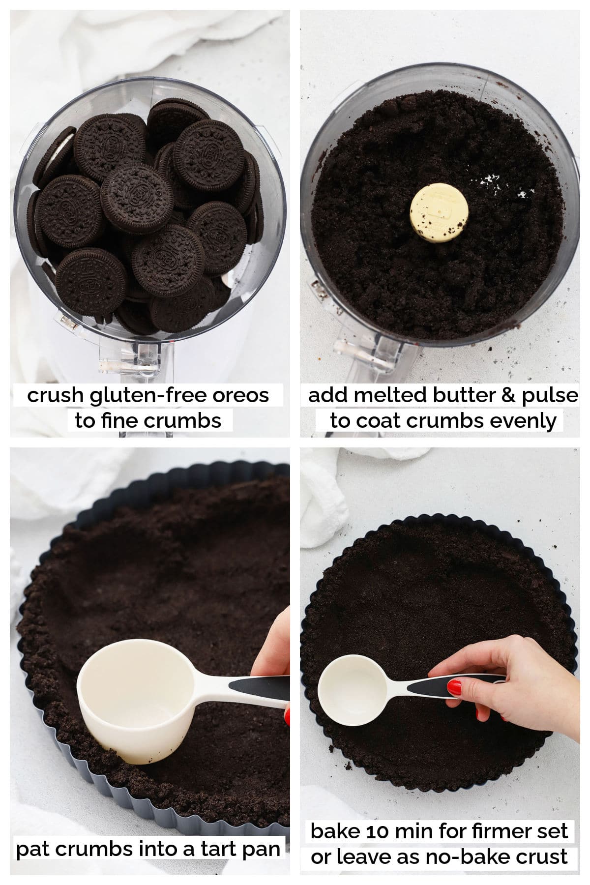 making gluten-free chocolate tart crust, step by step