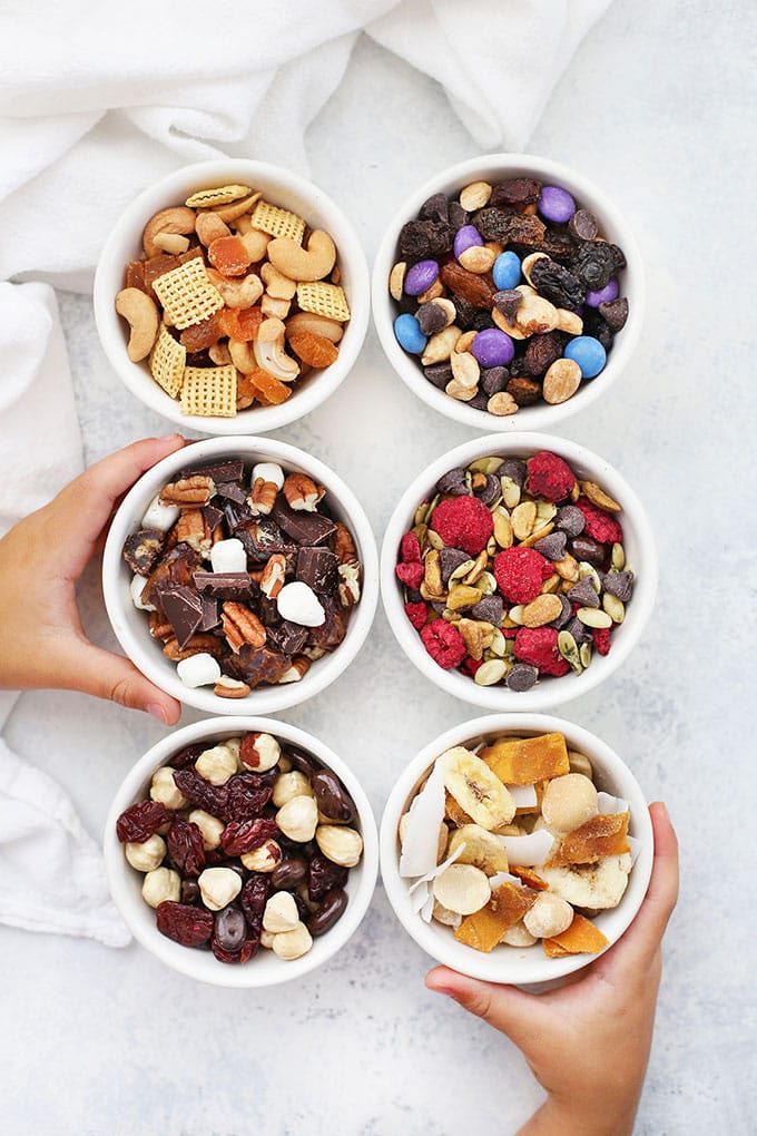 six flavors of trail mix from One Lovely Life