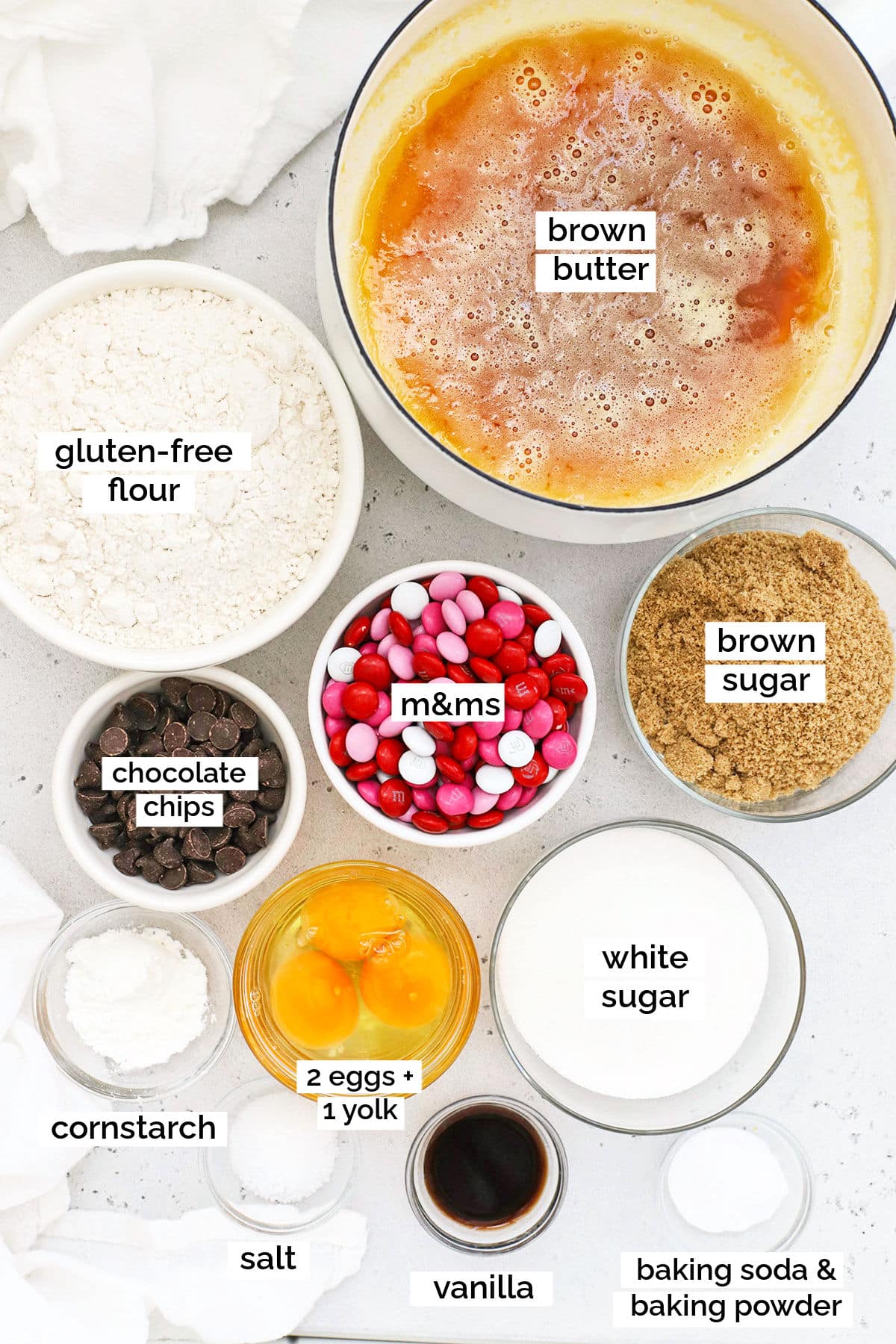 ingredients for gluten-free Valentine's cookies