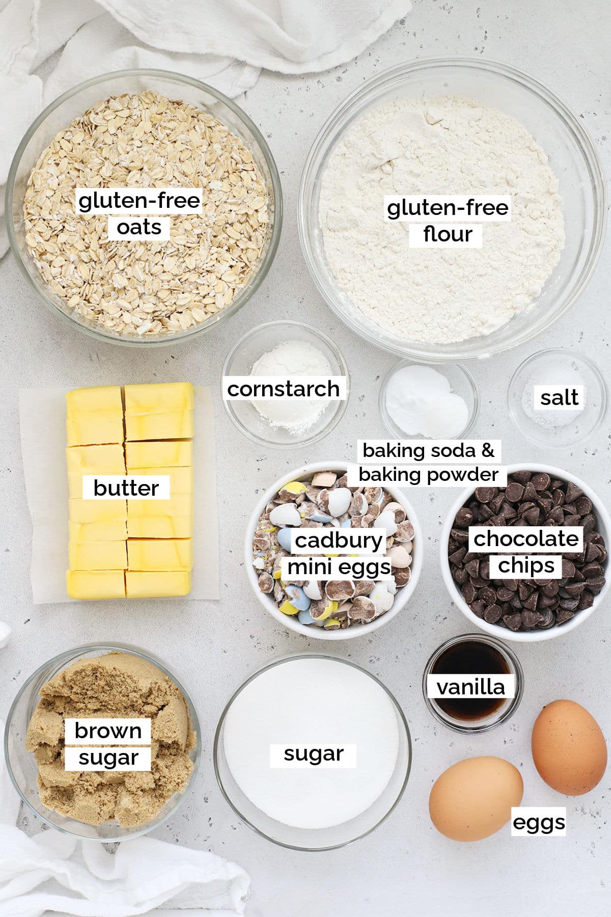 ingredients for gluten-free cadbury egg cookies