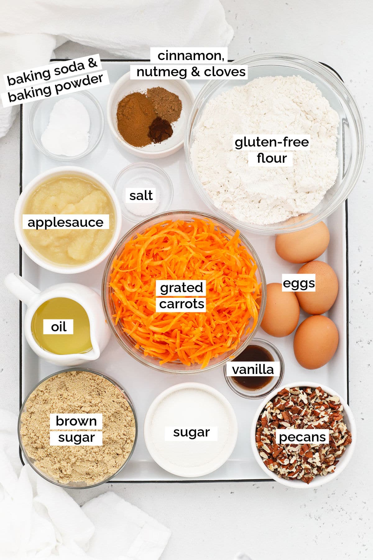 ingredients for gluten-free carrot cake