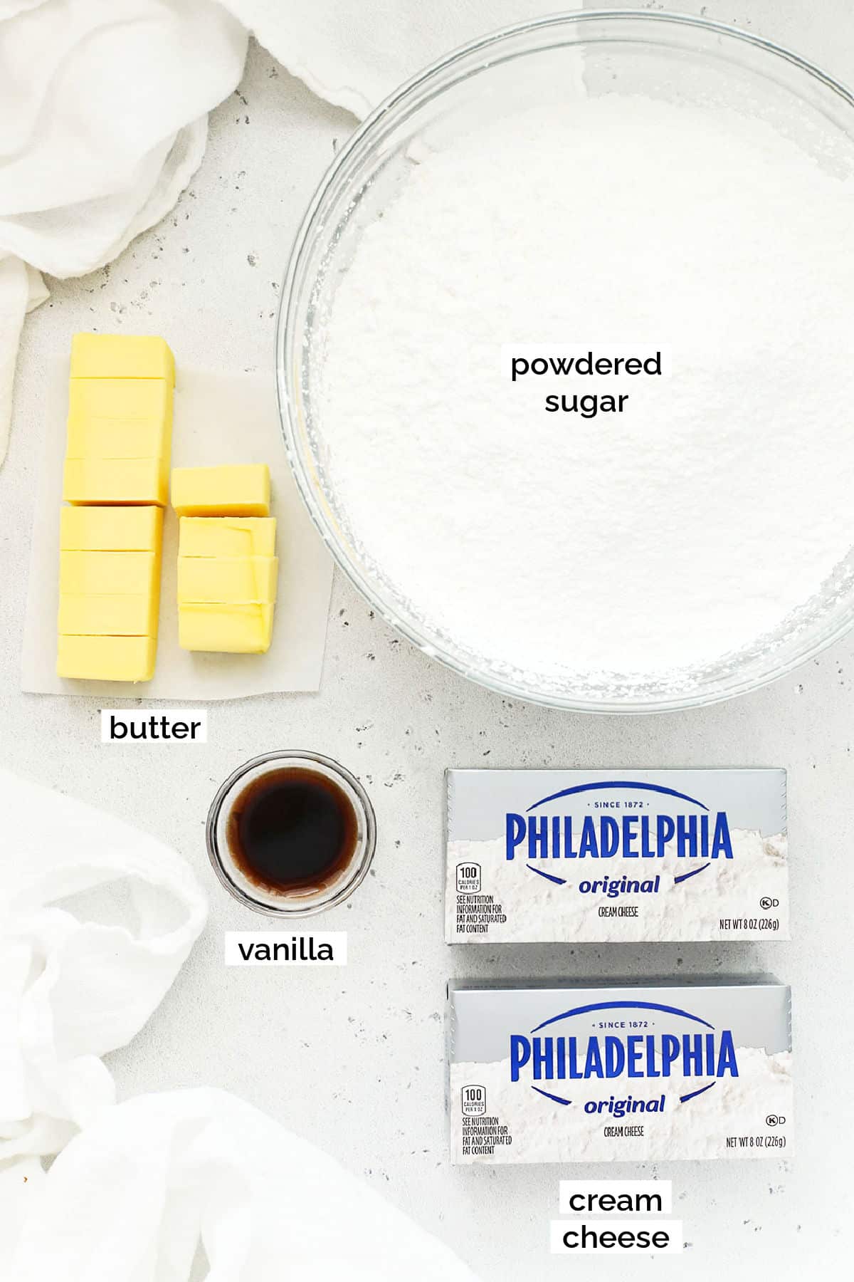 ingredients for cream cheese frosting