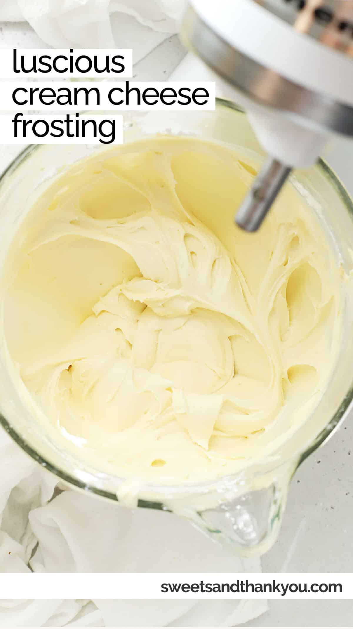 Our homemade cream cheese frosting recipe is naturally gluten-free, made from simple, delicious ingredients that taste delicious every time. It's the perfect pipeable cream cheese frosting for carrot cake, red velvet cake, pumpkin bars, cupcakes, and so much more. Get our tips for fluffy, smooth cream cheese frosting you can actually pipe, plus 10+ ways to use it in this post!