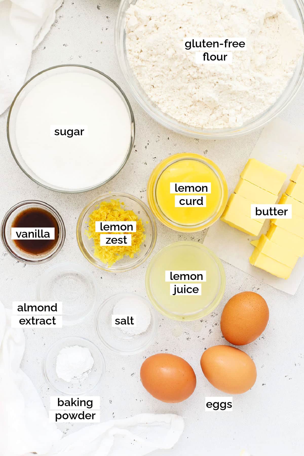 ingredients for gluten-free lemon curd cookies