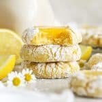 a stack of three gluten-free lemon curd cookies