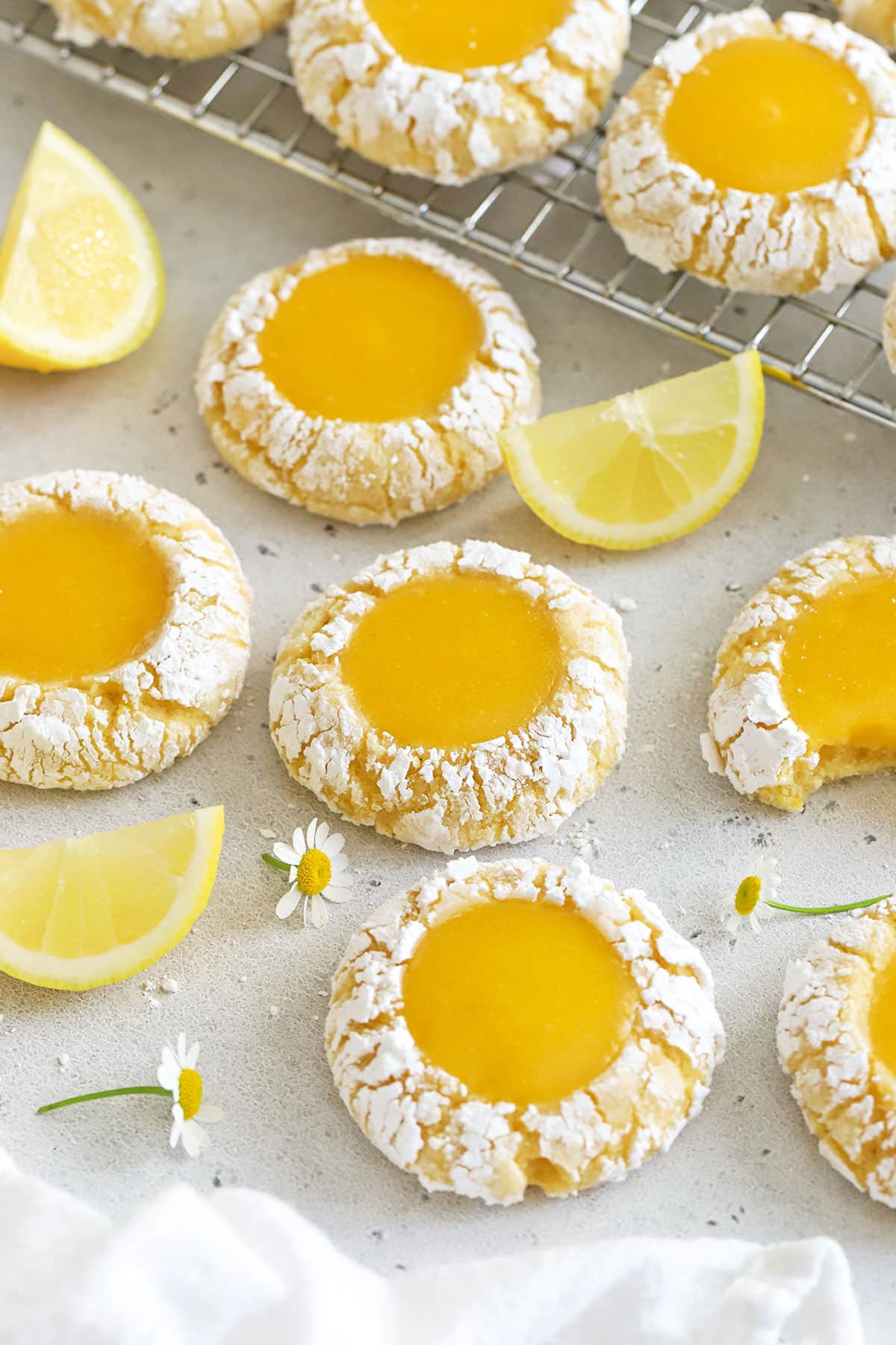 gluten-free lemon curd thumbprint cookies cooling