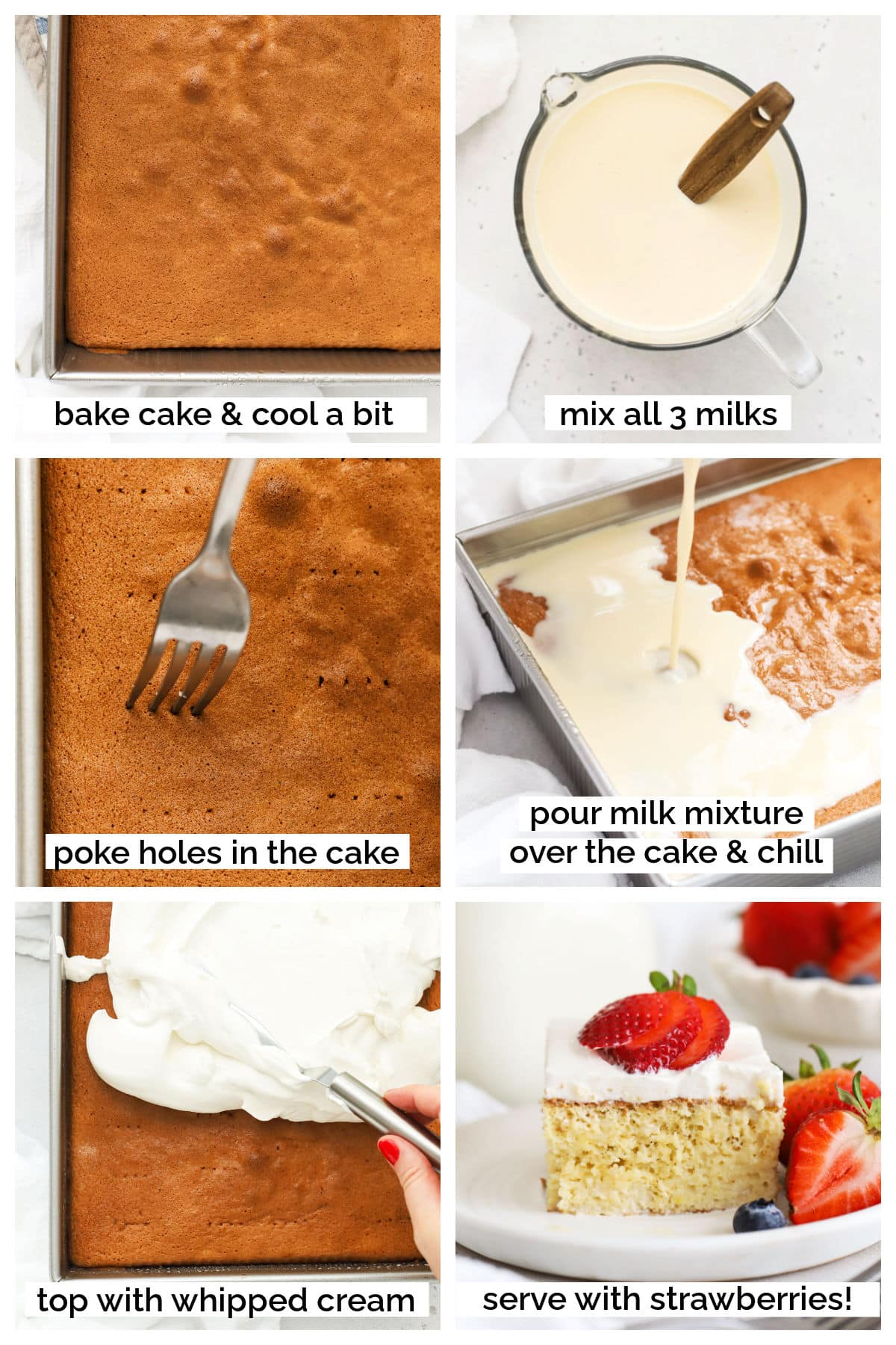 making gluten-free tres leches cake step by step