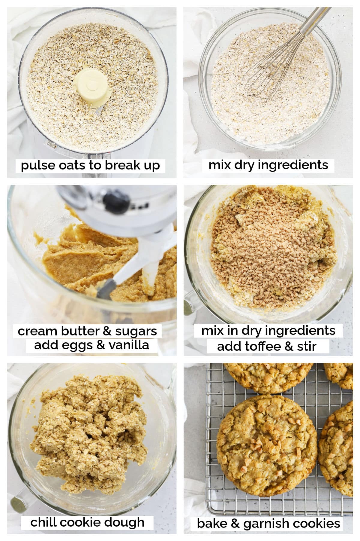 making gluten-free oatmeal toffee cookies, step by step