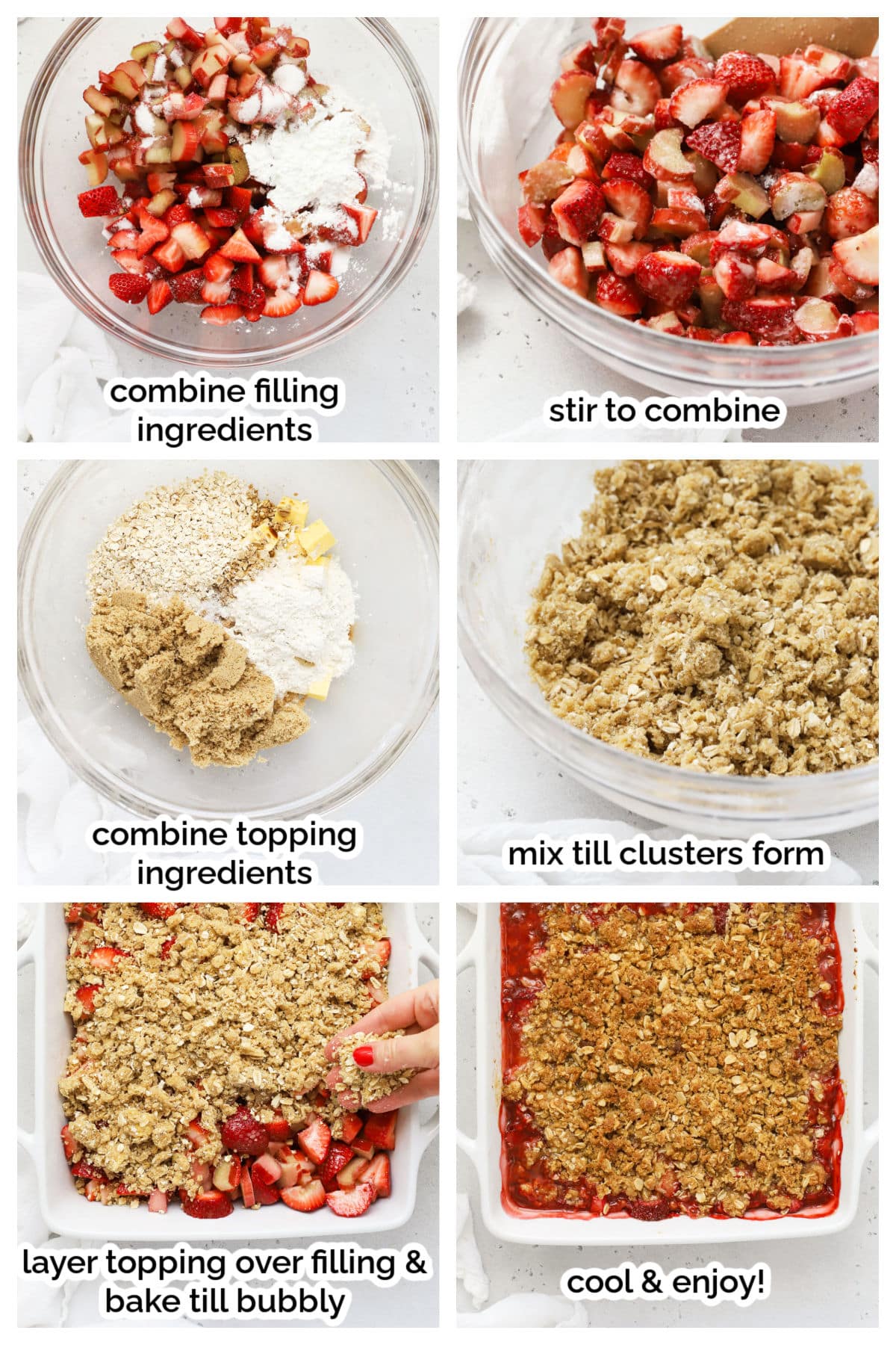 making gluten-free strawberry rhubarb crisp step by step