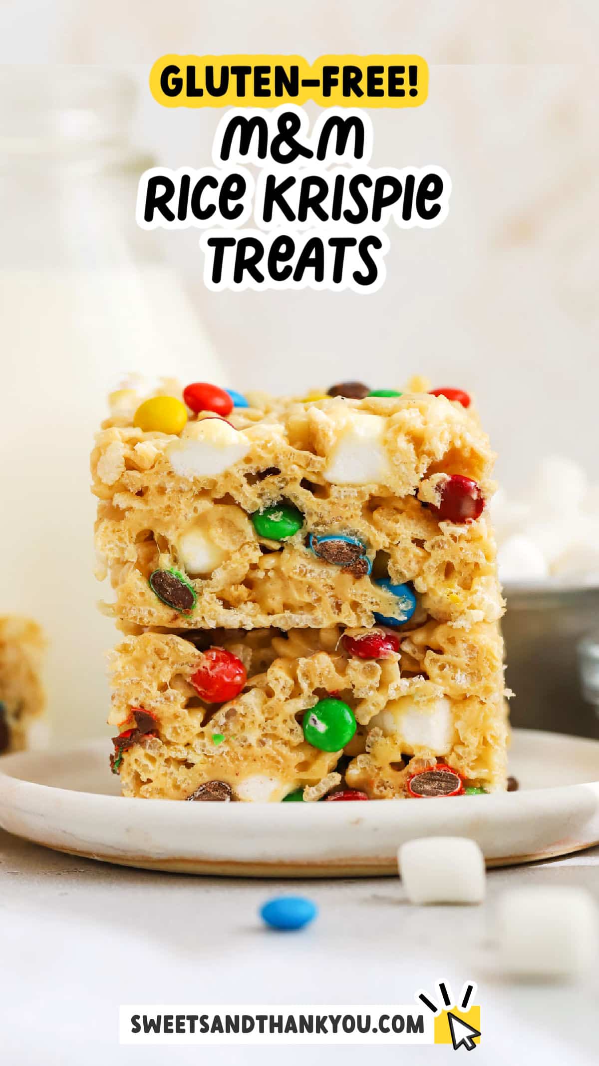 Gluten-Free M&M Rice Krispie Treats (EASY Recipe!)
