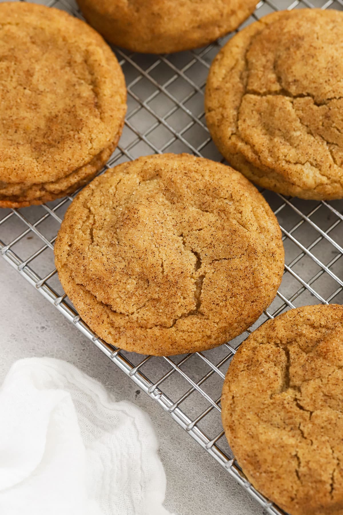 Gluten-Free Maple Snickerdoodle Cookies on a wire rack