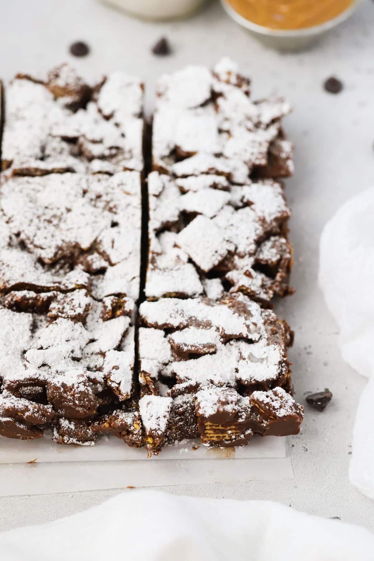Gluten-Free Muddy Buddy Bars, cut into squares